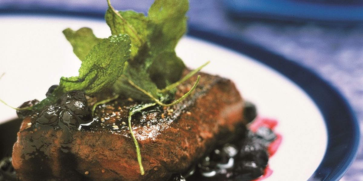 Venison Steak with Blueberry and Port Sauce
