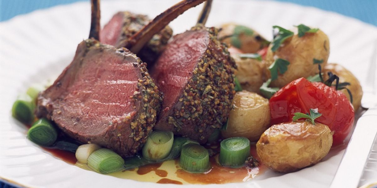 Roast French Rack of Venison with Garlic, Rosemary and Mustard Crust