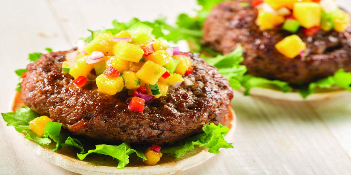 Venison Burger with Mango, Green Pepper and Lime Salsa